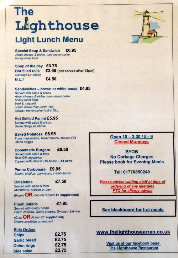 Lighthouse Lunch MENU 2018