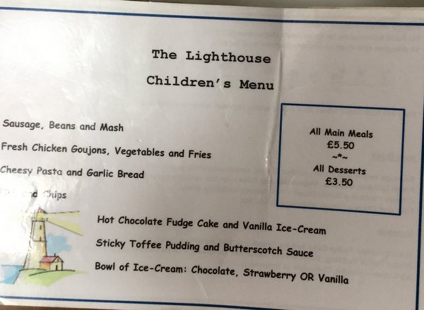 Lighthouse - Children's menu